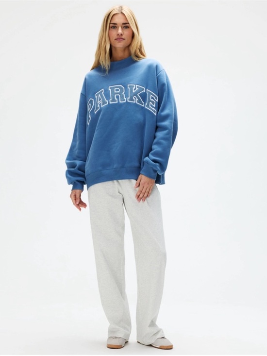 Parke Tops - PARKE Vintage Denim Varsity Mockneck Sweatshirt Washed Indigo SZ L/XL NEW